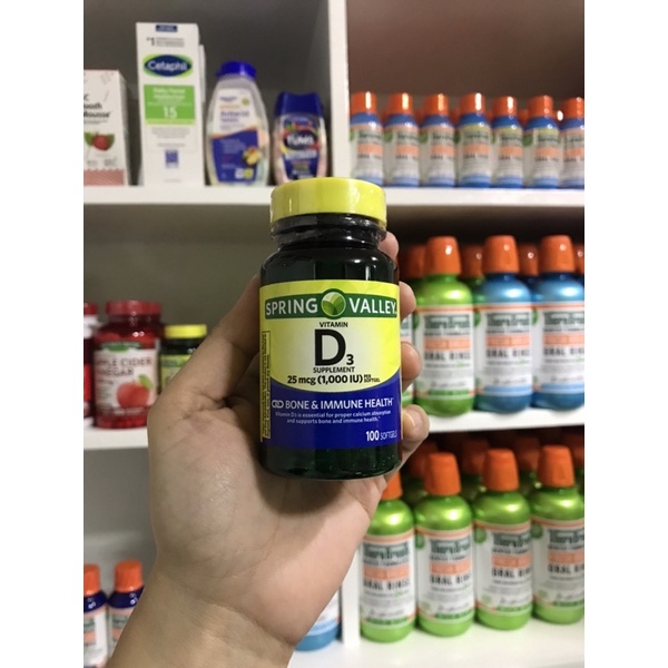 Spring Valley Vitamin D3 Softgels 25mcg 1,000 IU 100 Softgels