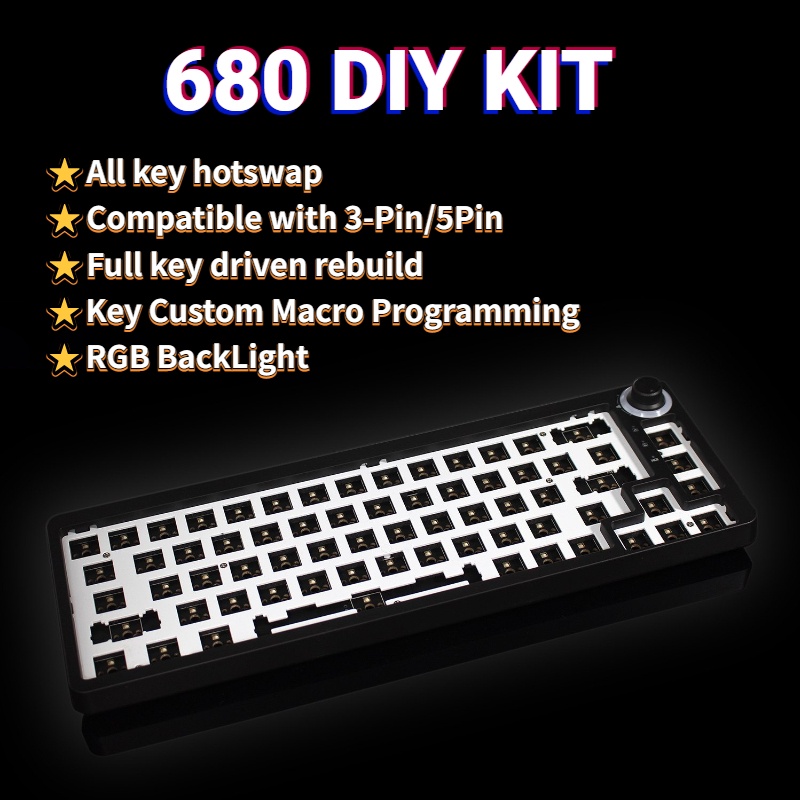 TM680 Mechanical Keyboard DIY Kit Hotswap Wired Keyboard Compatible Cherry MX Gateron Kailh