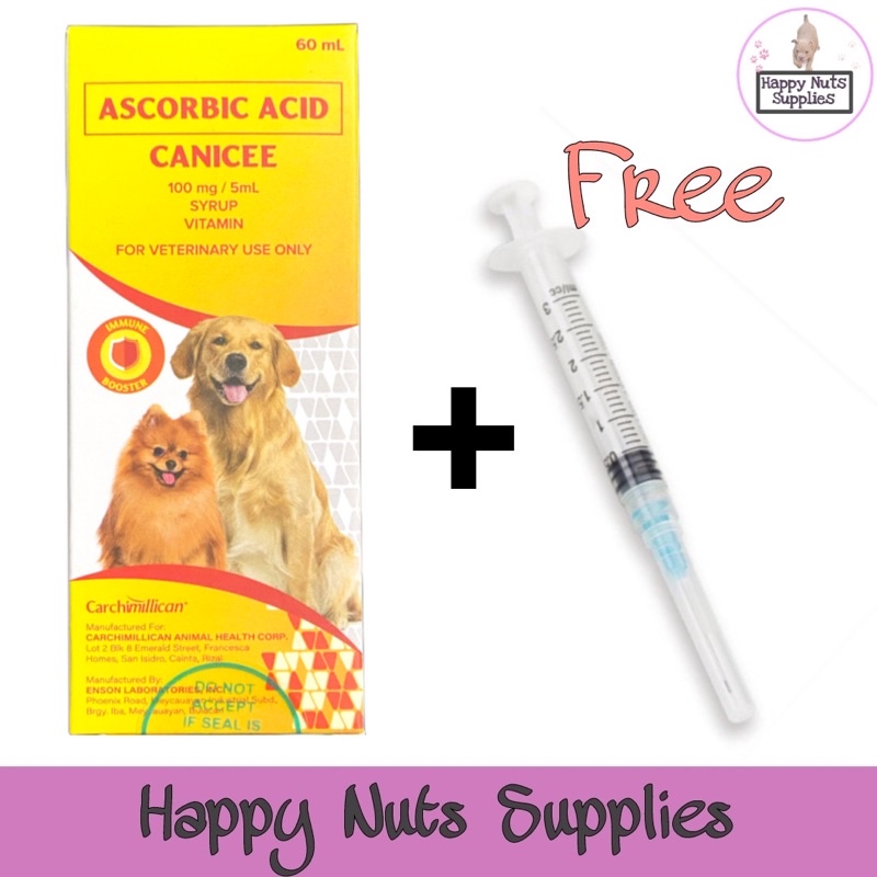 Canicee Ascorbic Acid w/ FREE Syringe 60mL Vitamin Syrup for Dogs