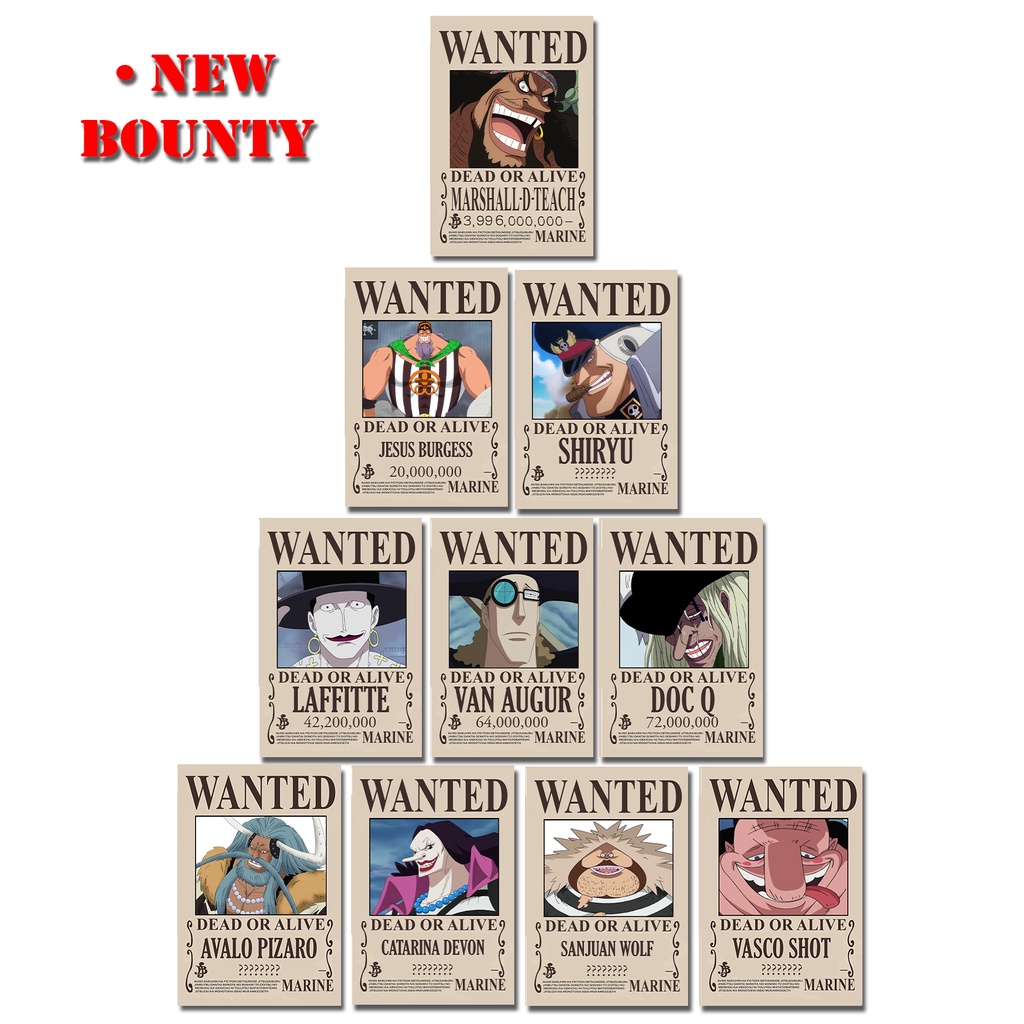 New Bounty One Piece Blackbeard Pirates 10pcs High Quality Print Yonko