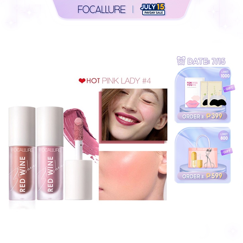 FOCALLURE Liquid Blush HANGOVER RED WINE Natural Cheek Tint Blusher