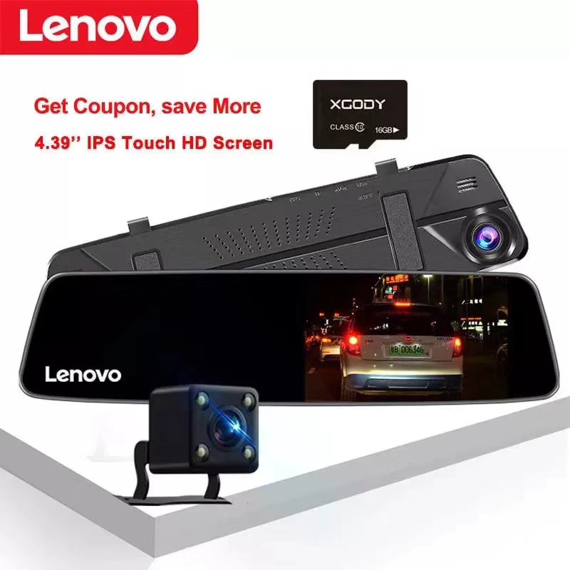 LENOVO HR06B 4.39 inch Dual Lens FHD 1080P Car DVR Rearview Mirror