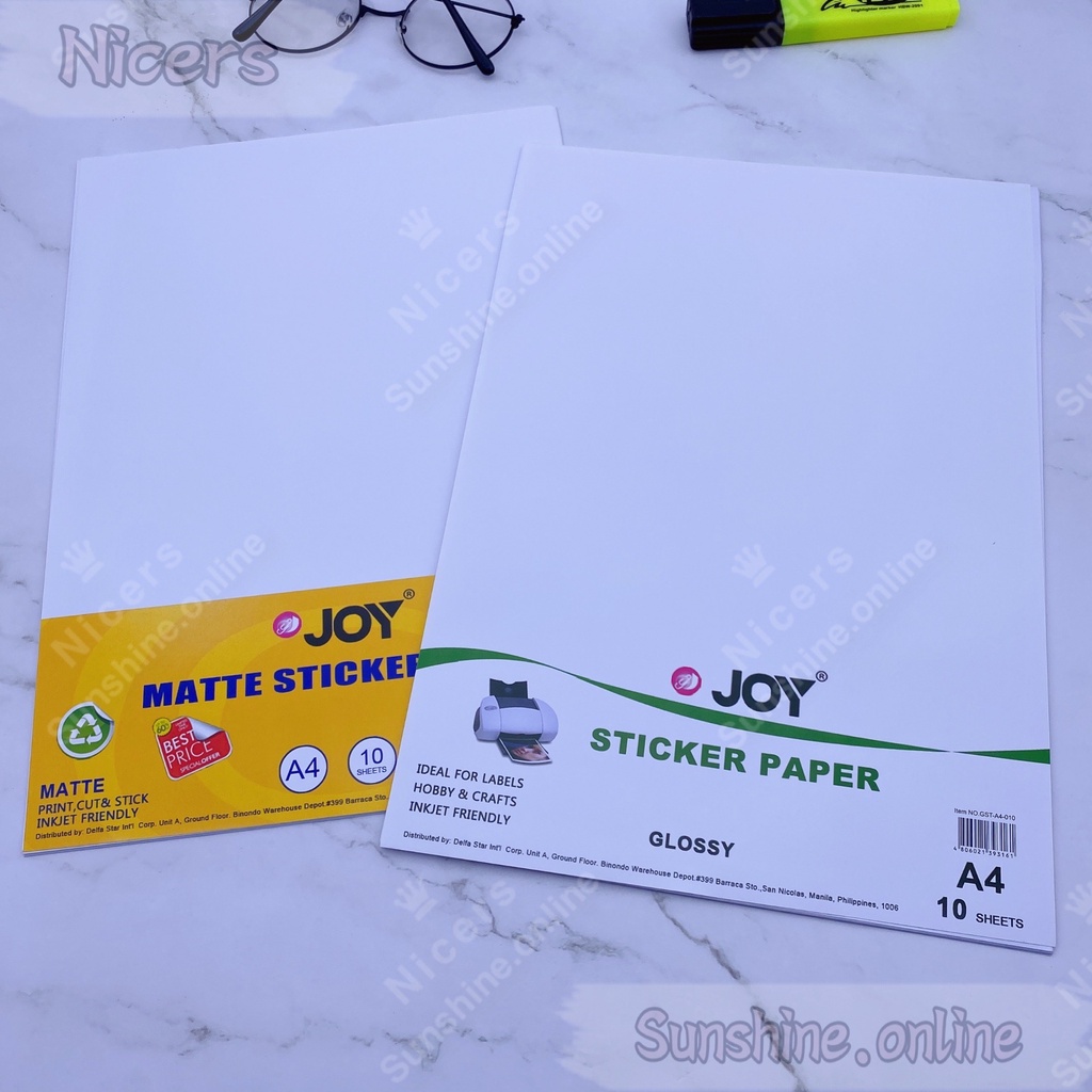 Joy 10sheets Matte / Glossy Sticker Paper A4 Printable Shopee Philippines