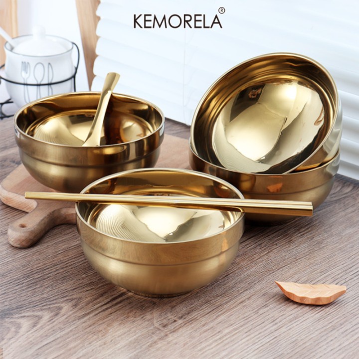Chinese New Year Bowl Set 304 Stainless Steel Gold Bowl Thickened