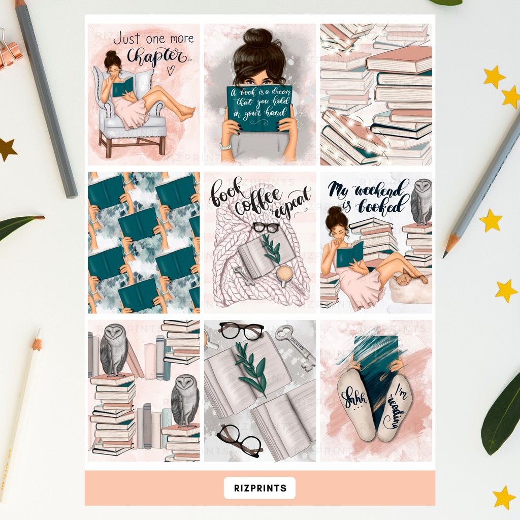 BOOKWORM Planner Stickers, Booklover, Coffee, Read