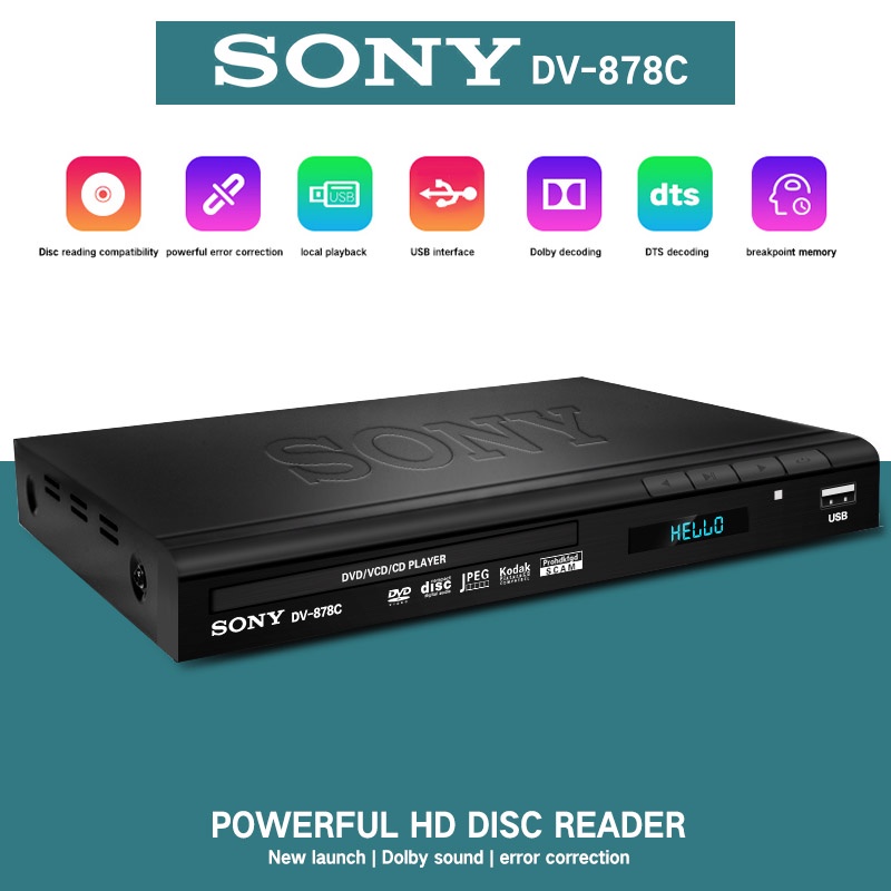 Sony DVD Player HD1080P DV878C Karaoke Player Home Theatre System CD