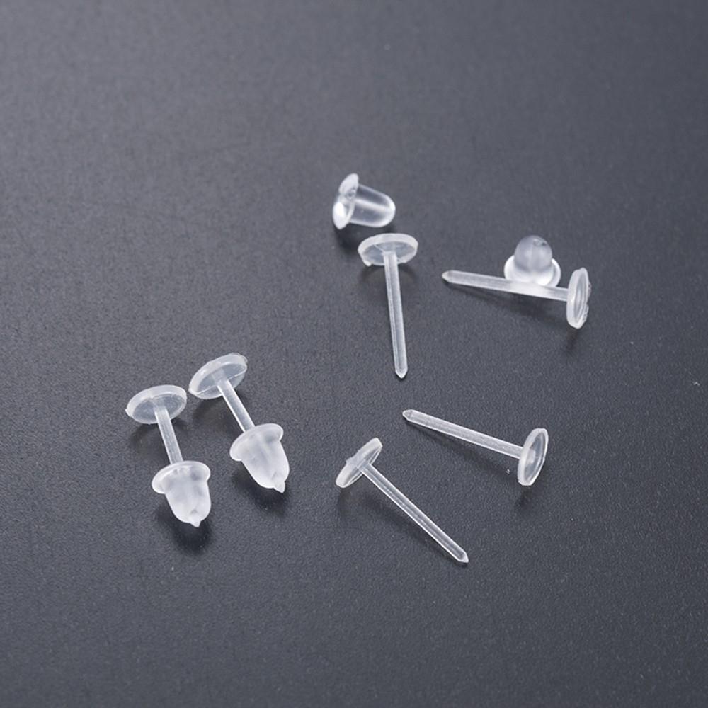 50pairs/Set Simple Clear Plastic Stem Rubber AntiAllergy Ear Stud