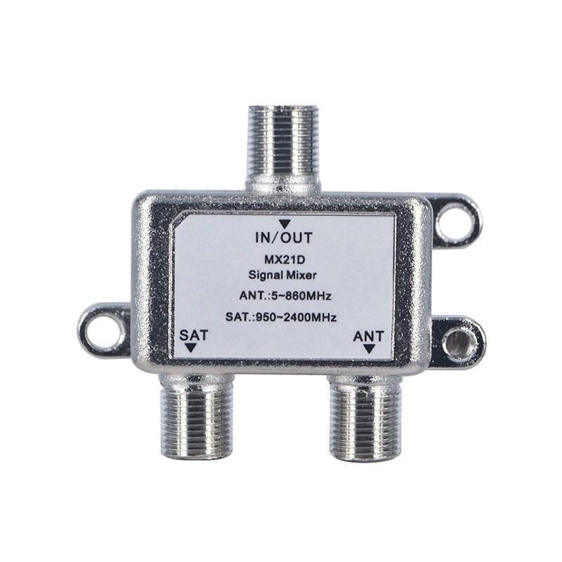 2 In 1 2 Way Satellite Splitter TV Signal Cable TV Signal Mixer SAT/ANT Diplexer Combiner UHF