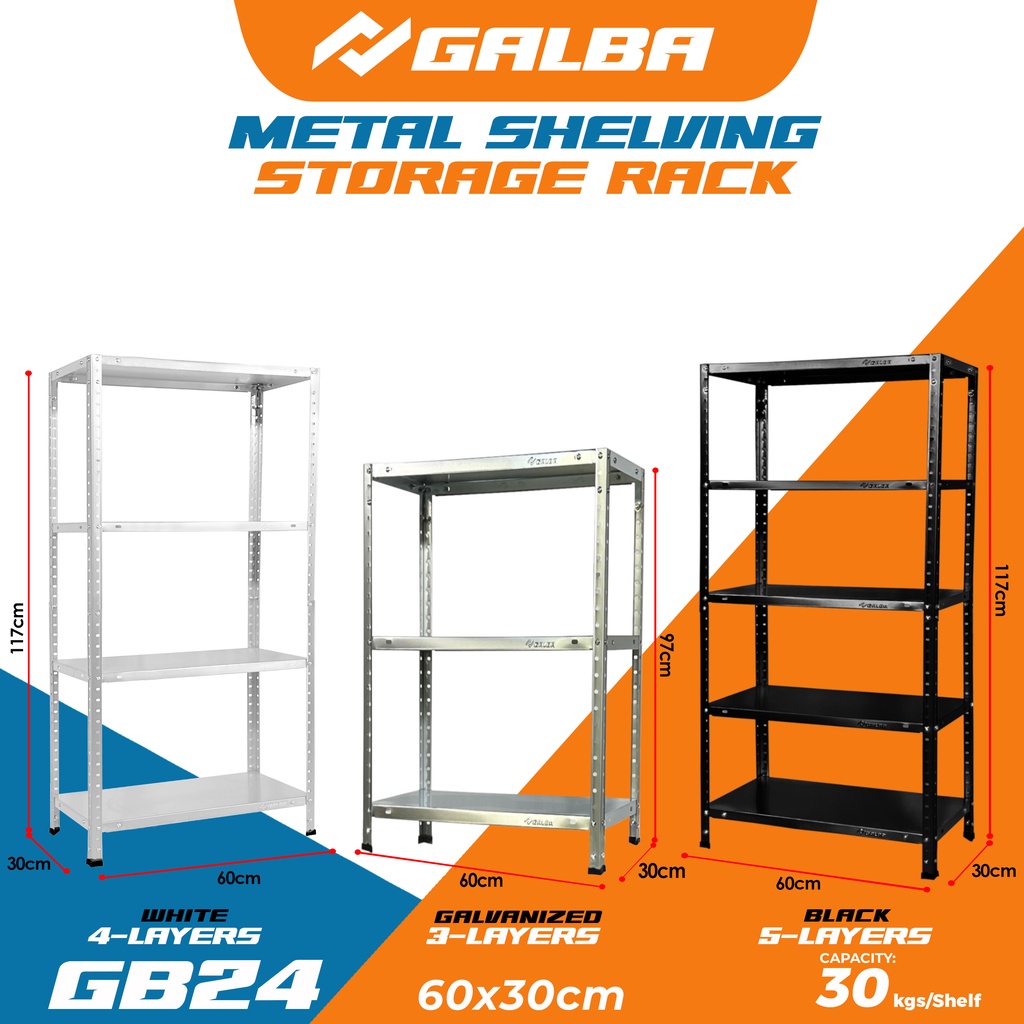 GB24 Galvanized Storage Shelves 3, 4 and 5 Layers Adjustable Metal Rack