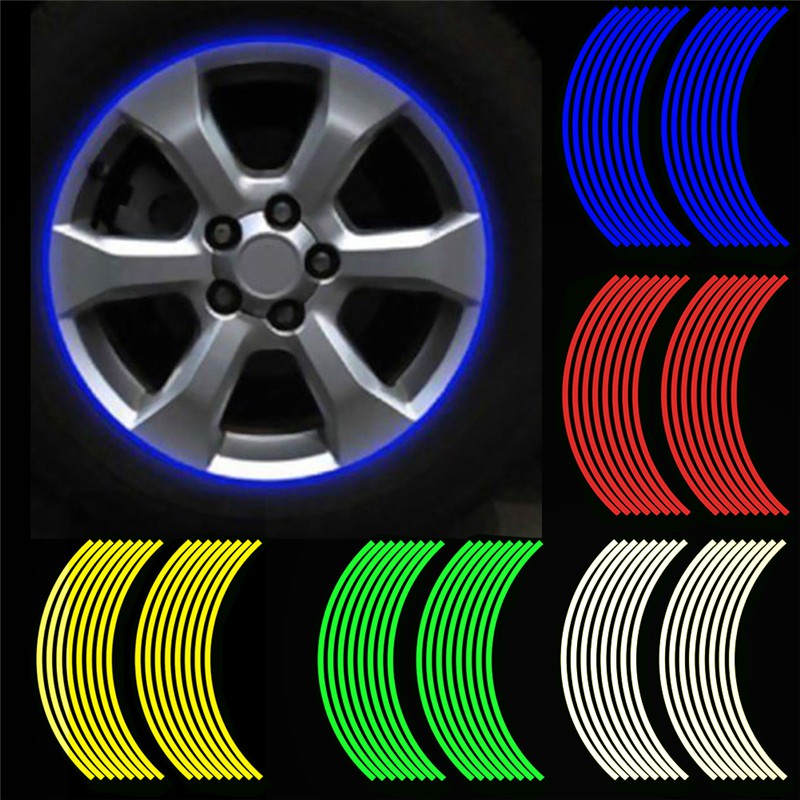 16Pcs StripsMotorcycle Car Rim Stripe Wheel Decal Tape Sticker Lots
