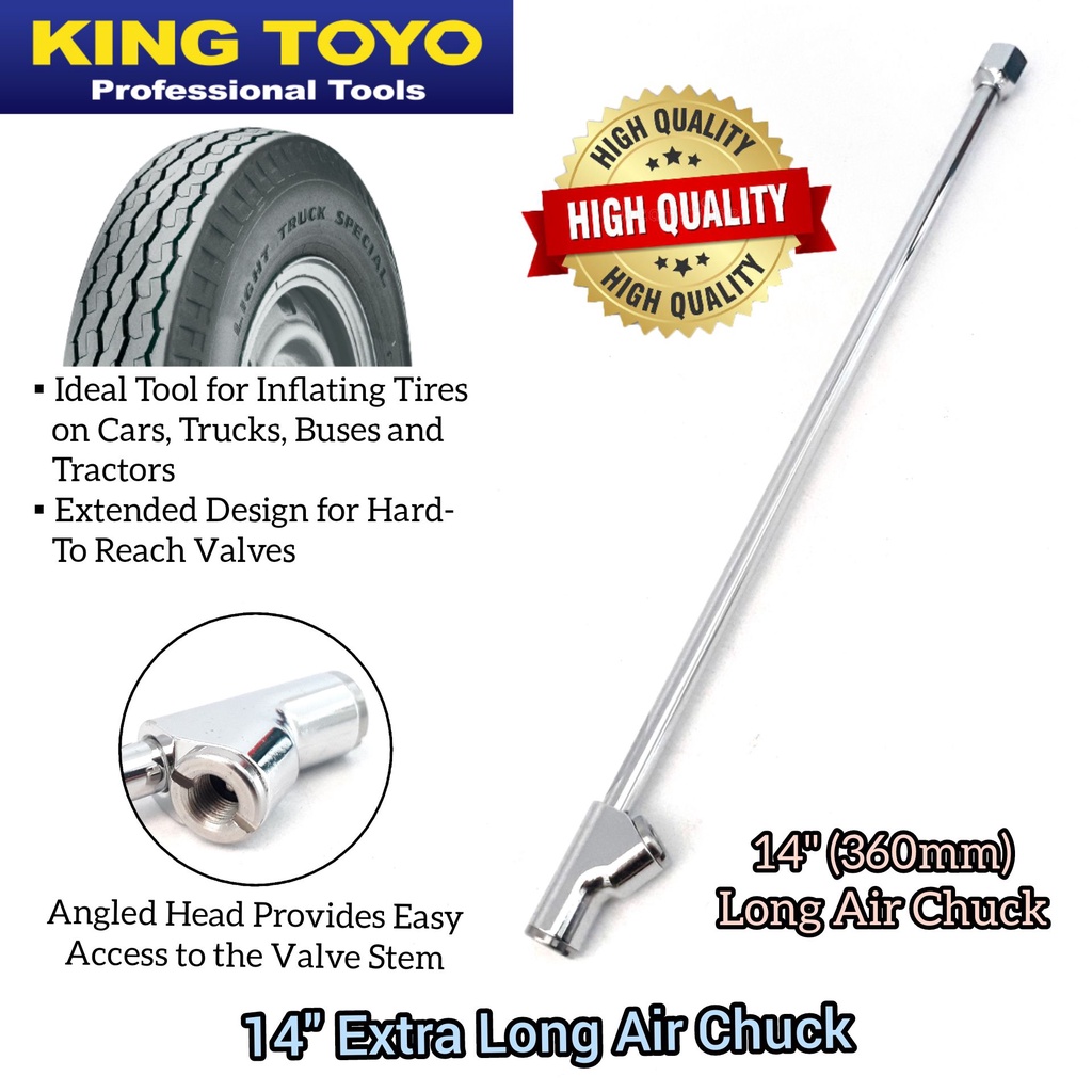 King Toyo Super Heavy Duty Extra Long 14" Air Chuck For Lorry Tyre Tire
