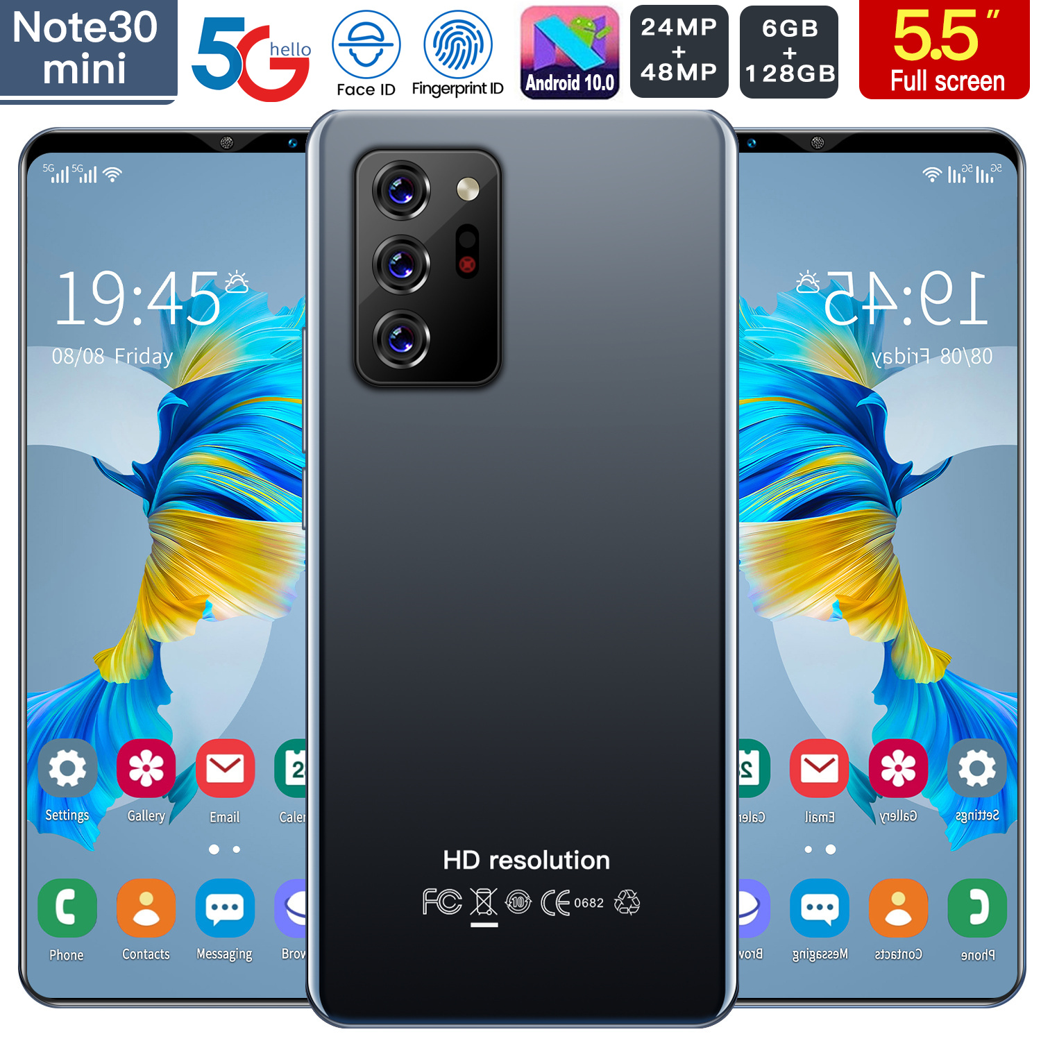 Sunsumg Note 30 Mini Cellphone 5.5 inch 6GB RAM + 128GB ROM Mobile