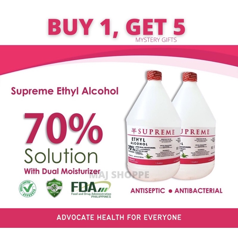 Original Supreme Alcohol with (5) Mystery gifts! 70 Solution Alcohol