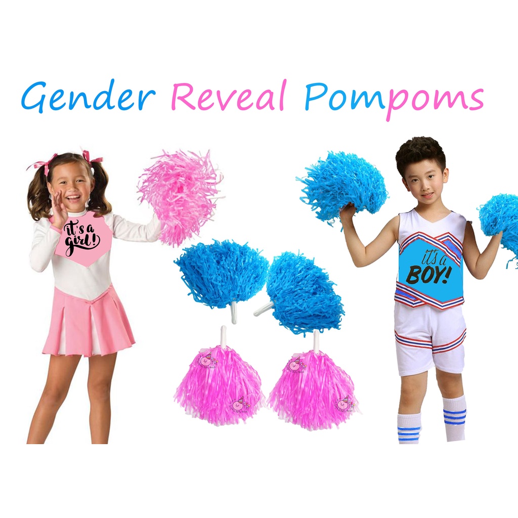 Pastel Pink and Pastel Blue Cheerleading Pompom Pompoms for Gender Reveal Party