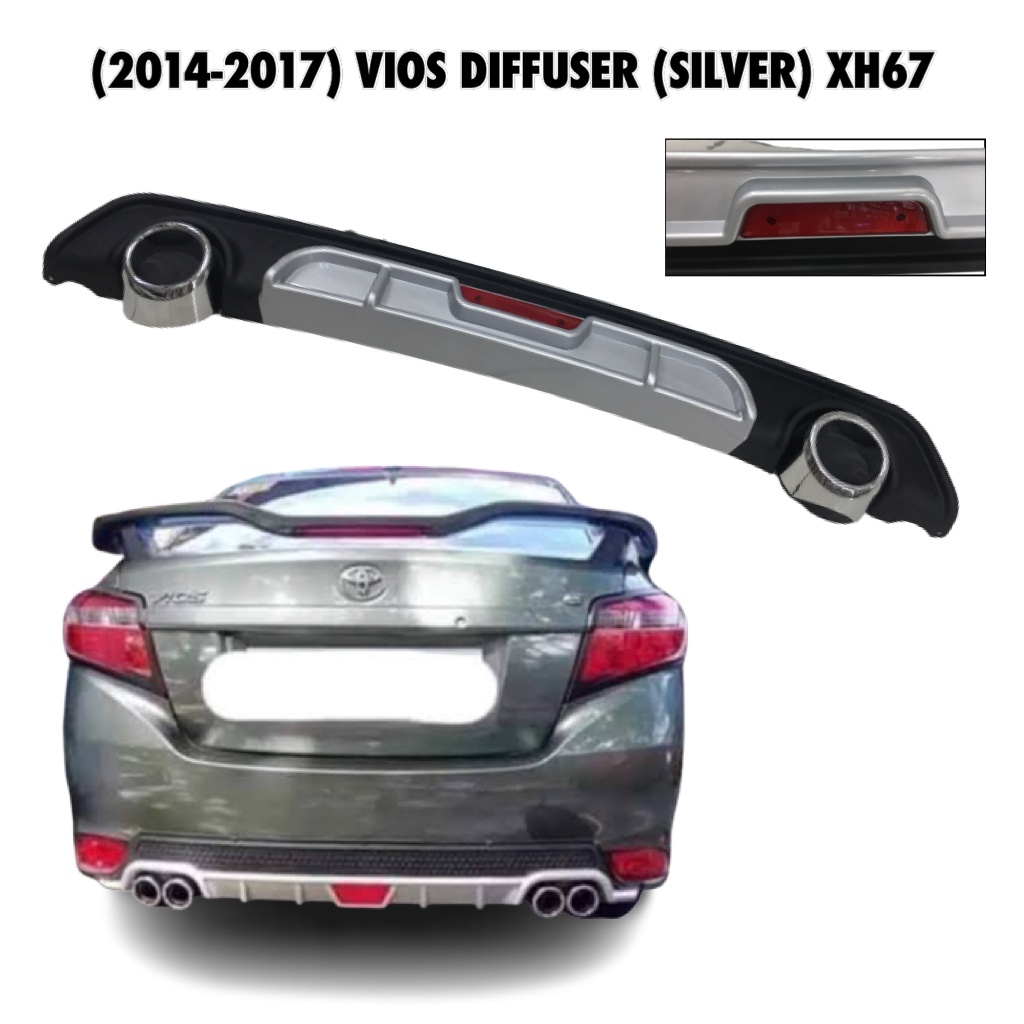 CPAO TOYOTA VIOS 2014 2015 2016 2017 Silver Car Rear Bumper Diffusers