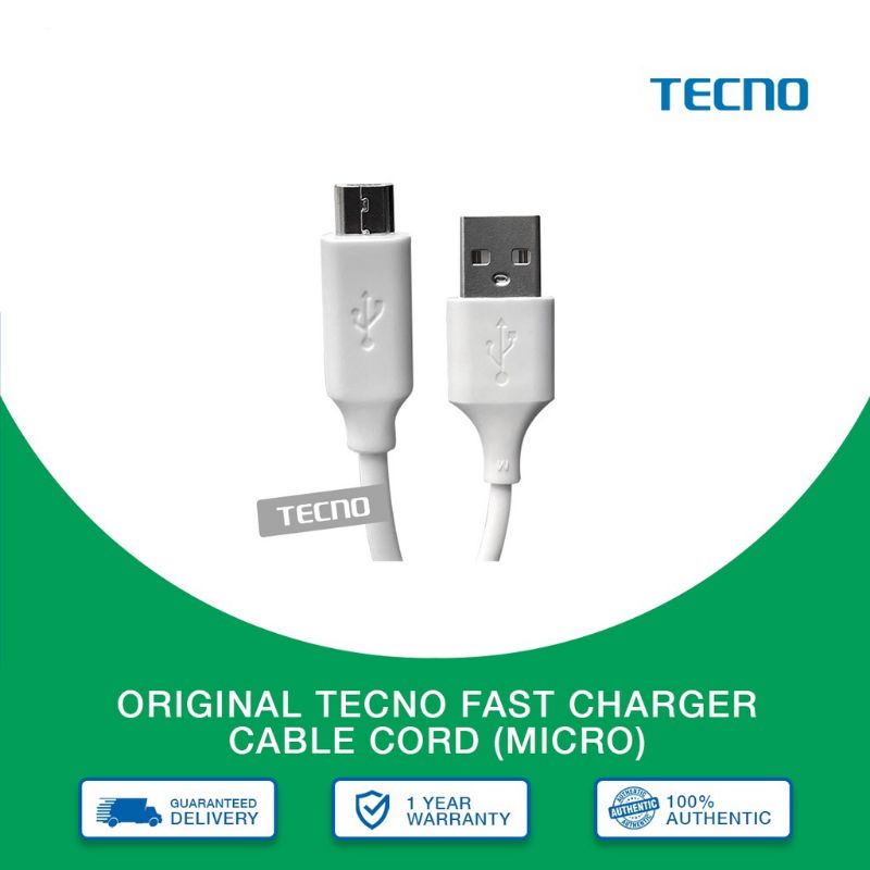 Original Tecno Fast Charger Cable Cord (Micro) By carlcare Shopee