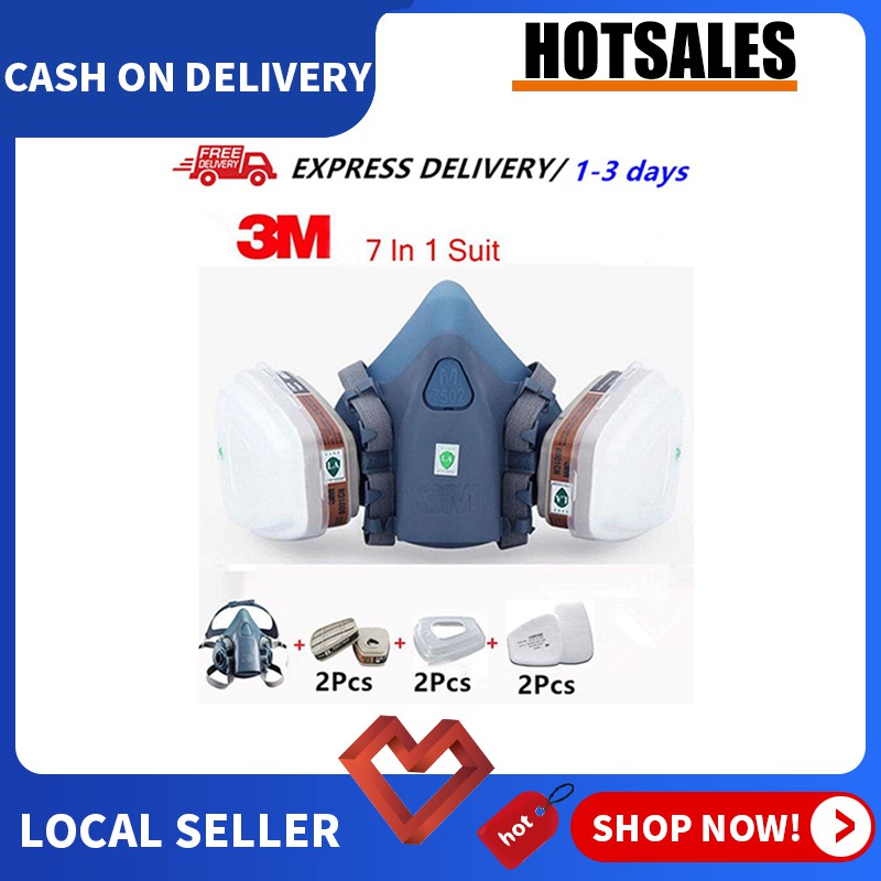 3M 7502 7 in 1 Respirator Mask Suit Industry Painting Spray Dust Gas