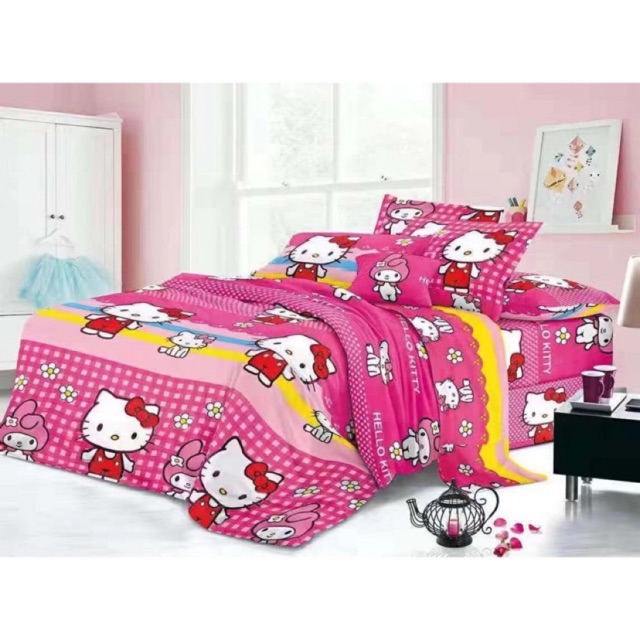 HS Hello Kitty Design Bedsheet 3n1 King size 70x78+10inches Shopee