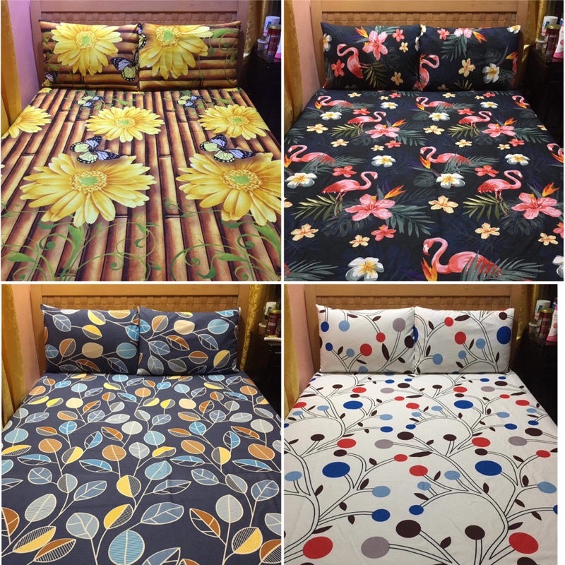 flower and leaves 3in1 canadian cotton bedsheet (set) Shopee Philippines