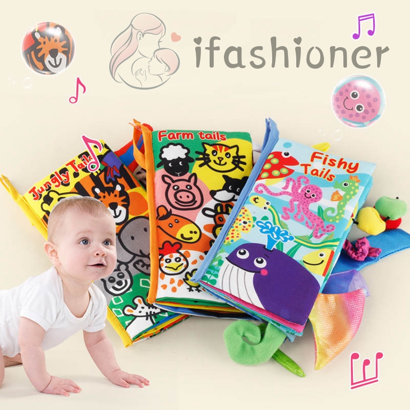 Baby Cloth Book Story Books with 3D Animal Tails Early