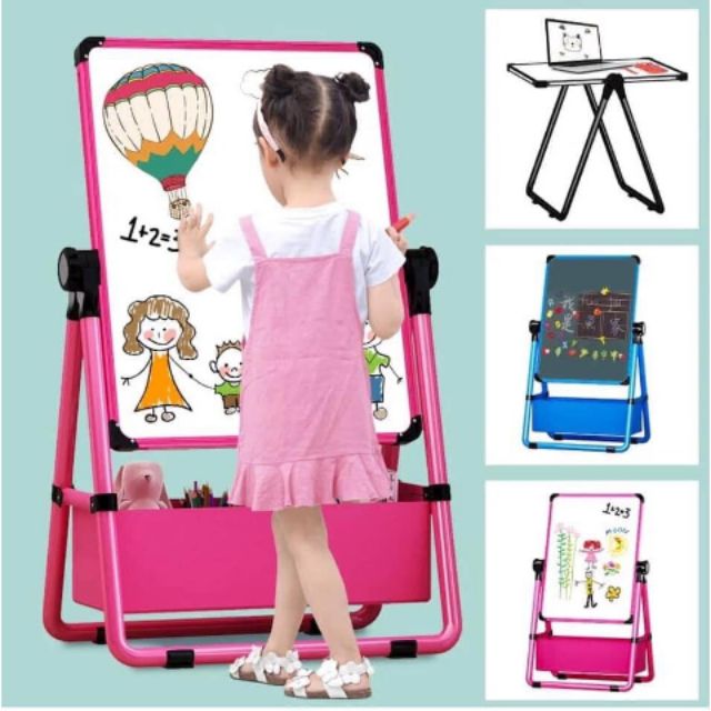 2in1 Kids Art Drawing Board Whiteboard & Blackboard Double Sided Stand