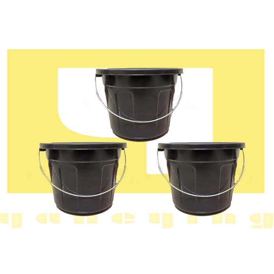 Authentic available2.5 gallon black plastic bucket with steel handle