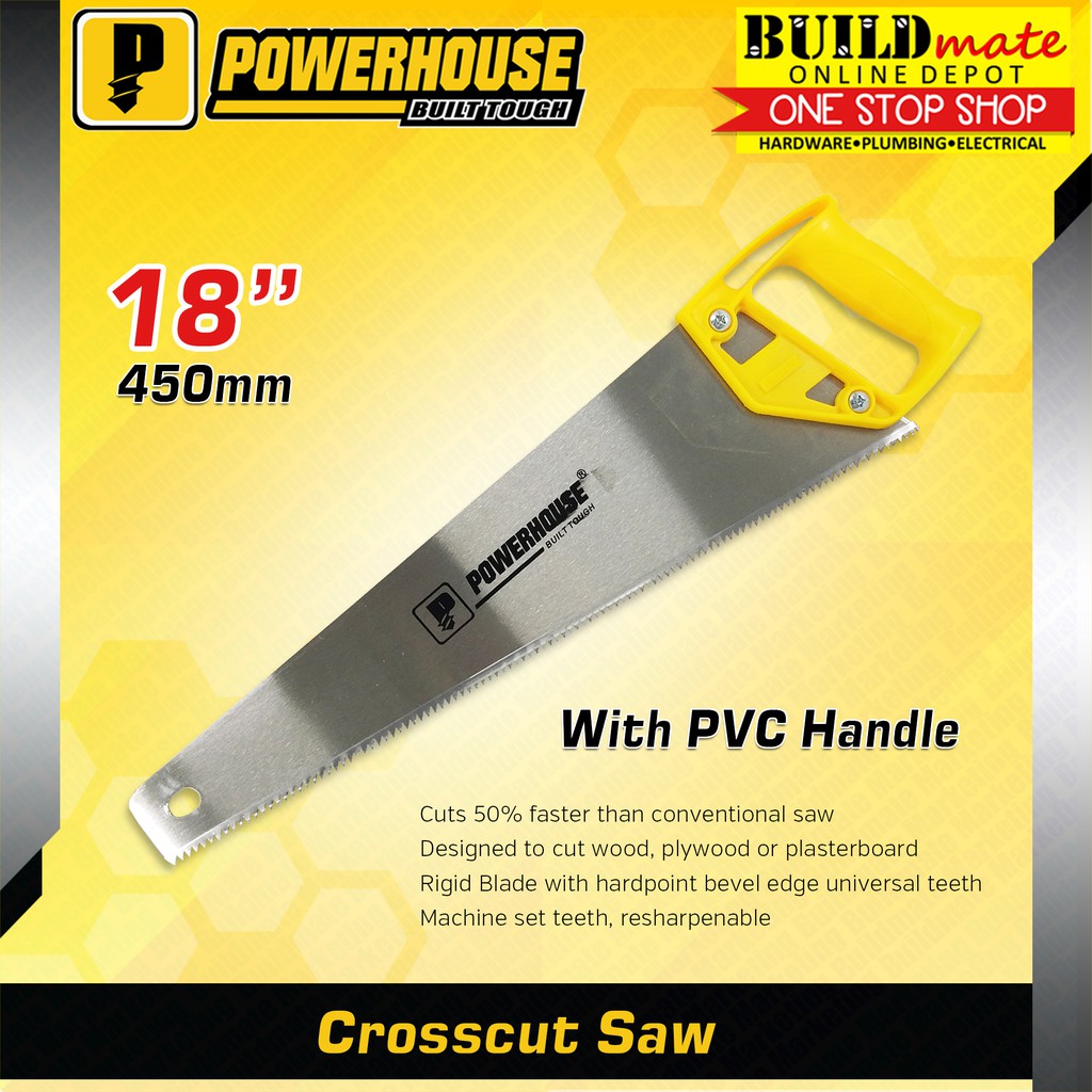 POWERHOUSE Crosscut Hand Saw 18" PVC Handle •BUILDMATE• Shopee