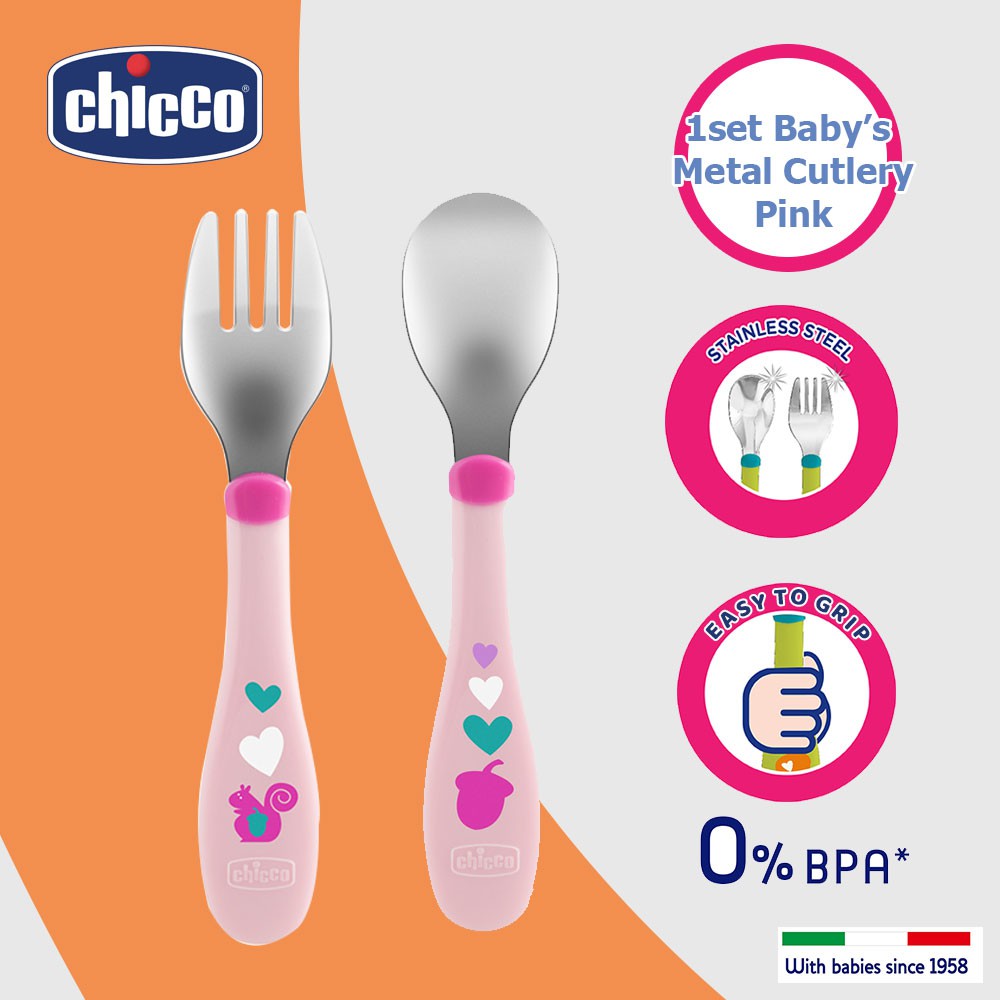 Chicco Baby Metal Cutlery (Stainless Steel Cutlery) Shopee Philippines