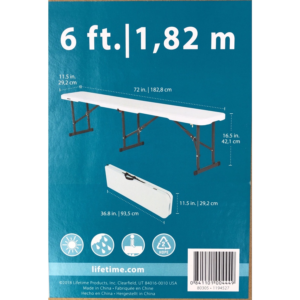 Lifetime Bench Chair 6ft Foldable Chair Shopee Philippines