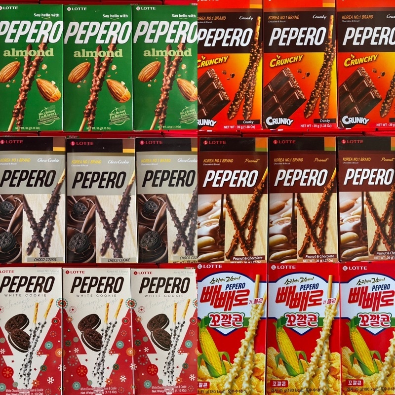 Korean Pepero Chocolate Lotte Almond Assorted Flavors 32g Shopee Philippines