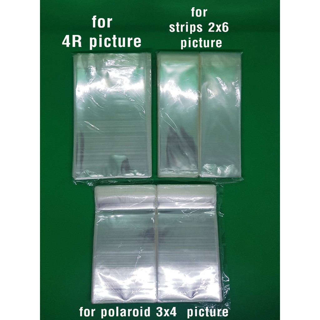 100pcs OPP Plastic Sleeves With Self Adhesives 4r 2x6 3x4 Shopee