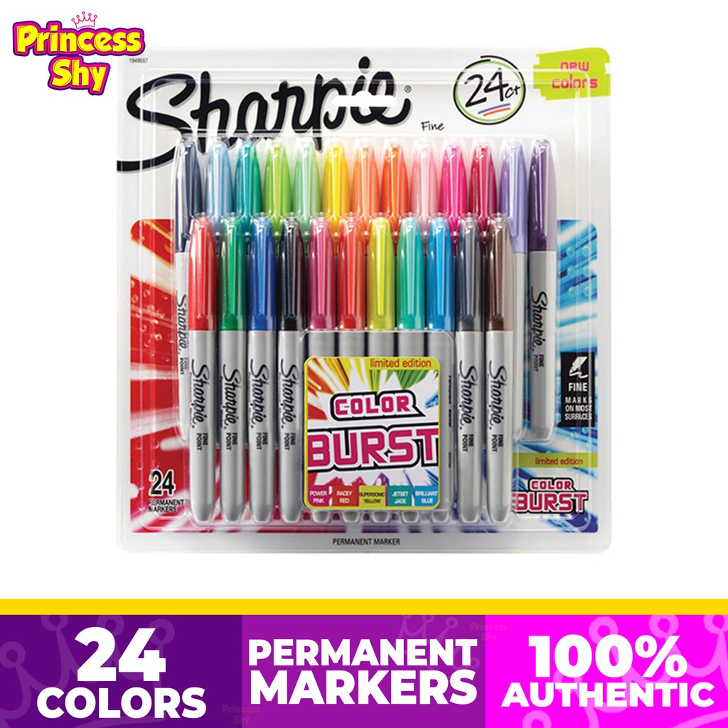 Sharpie Color Burst Permanent Markers, Fine Point 24Count Shopee