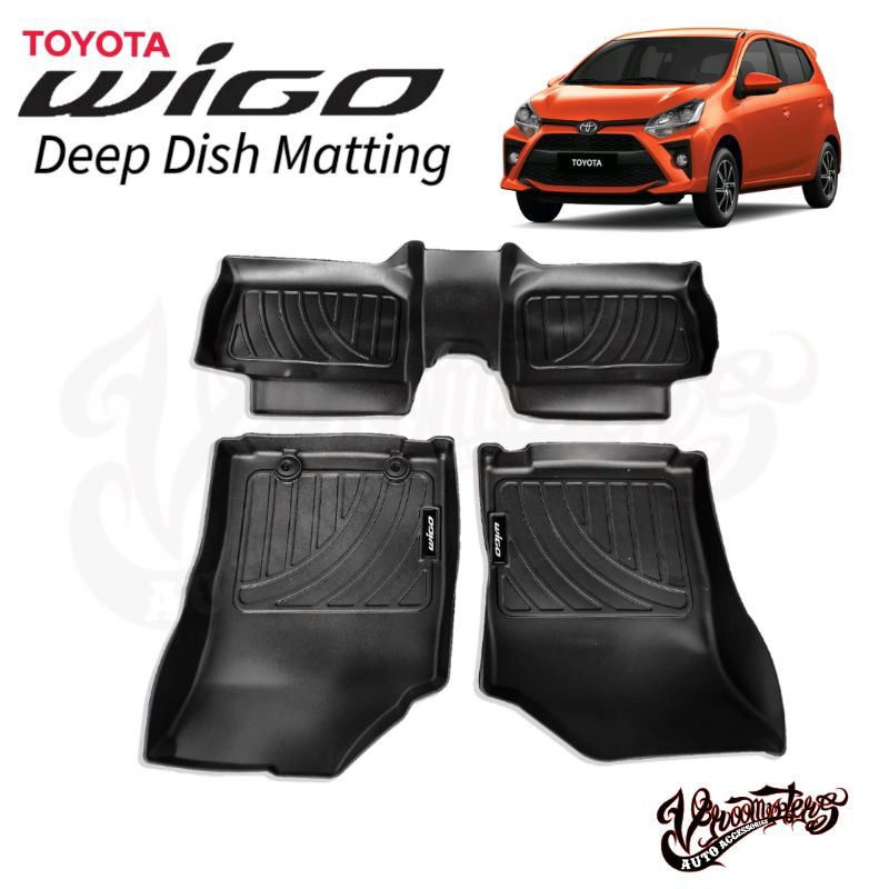 Toyota Wigo 20122020 Deep Dish Mattings and Trunk Tray (Vroomsters