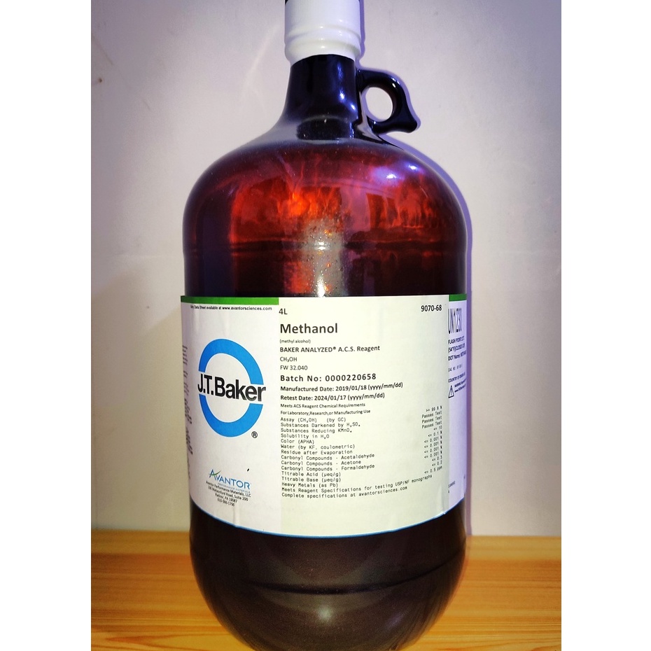 Methanol AR Laboratory Analytical Reagent 4L ACS Grade JT BAKER