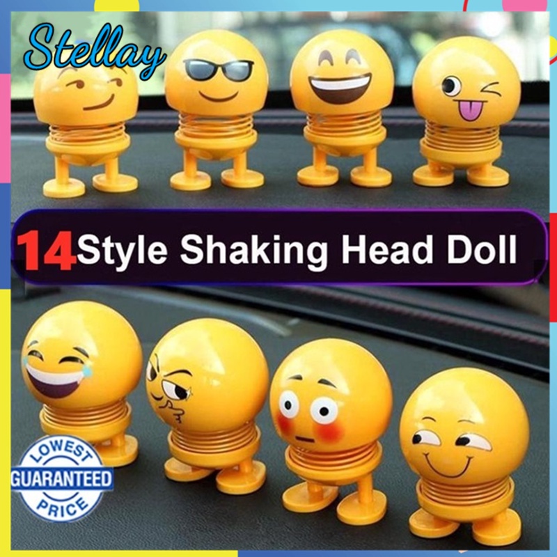 New Emoji Emoticon Doll Mini Cute Spring Bounce Winding Doll Car