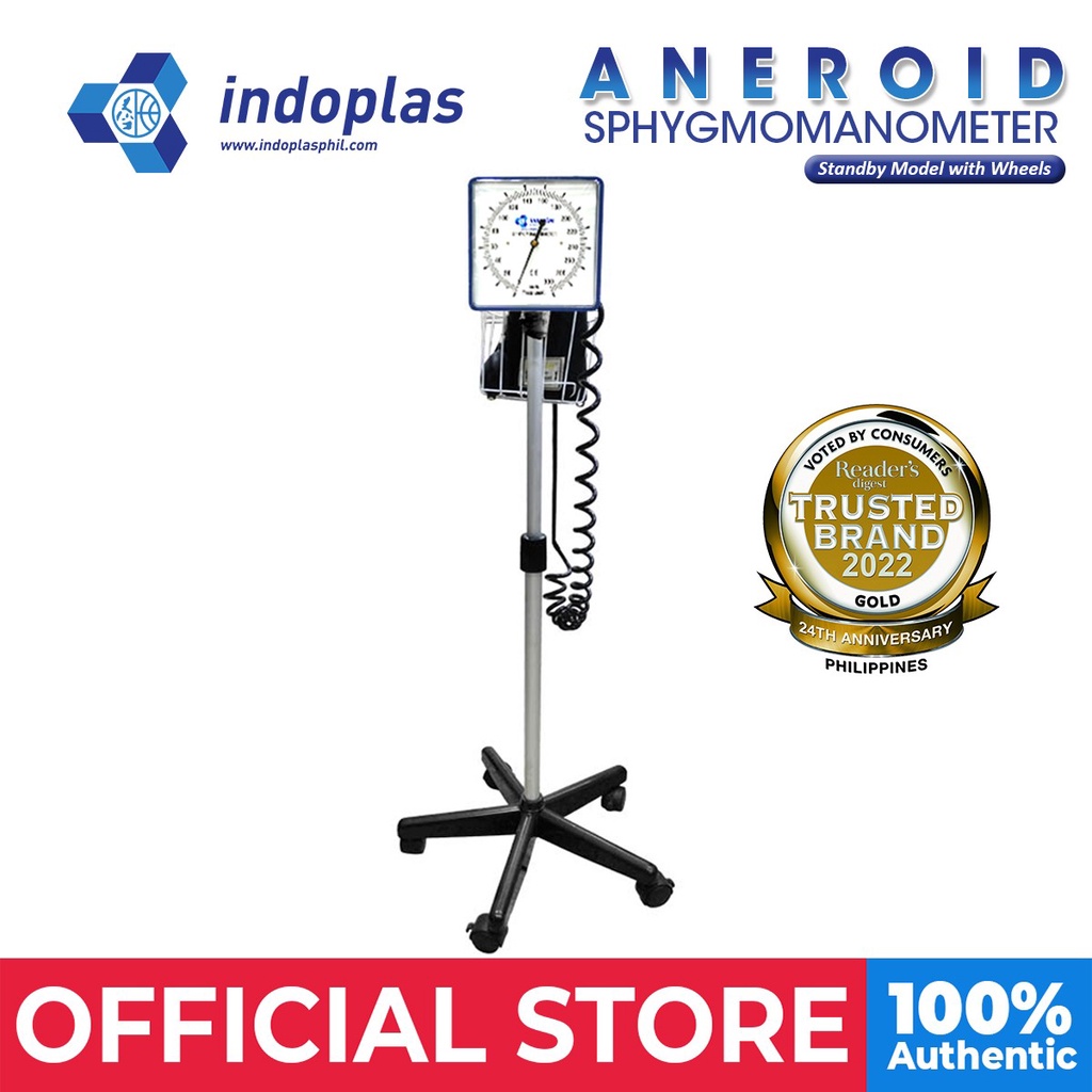 Indoplas Aneroid Blood Pressure Sphygmomanometer Standby Model with Wheels Shopee Philippines