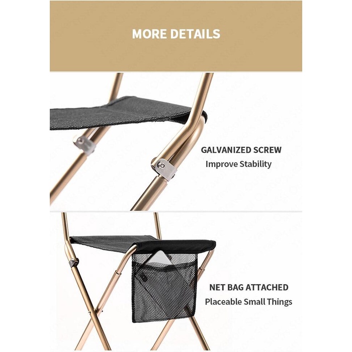 Naturehike Folding Mini Camping Chair Stool with Backrest 80KG Max Load