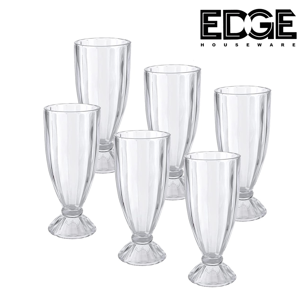 Edge set of 6 Milkshake Glass Old Fashioned Soda Glasses, Fountain