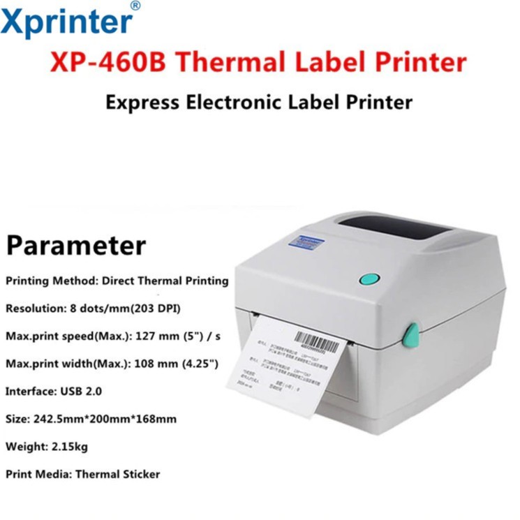 Xprinter XP460b Thermal Label Printer Express Electronic Label Printer