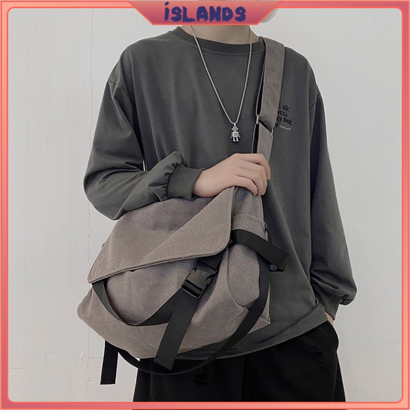 Ins Japanese Ulzzang Korean Fashion Canvas Big Capacity Men Shoulder Bag Crossbody Bag Messenger