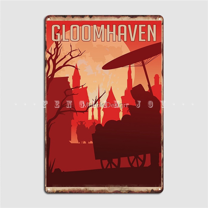 Gloomhaven Board Game Minimalist Travel Style Gaming Art Metal Plaque