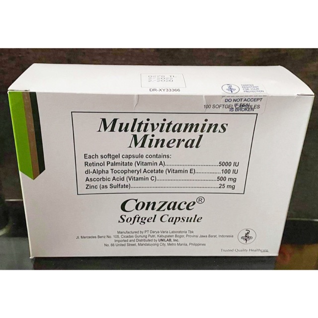 Conzace Multivitamins Minerals 100pcs softgel capsule Shopee Philippines