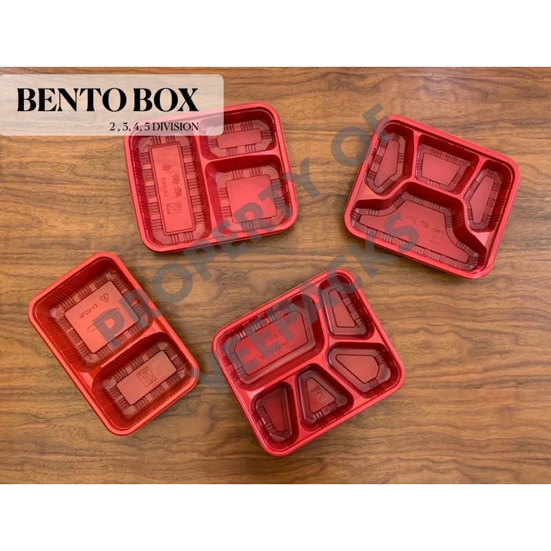 [ 50pcs ] Disposable Bento Boxes 2, 3 ,4 & 5 division with lid Shopee