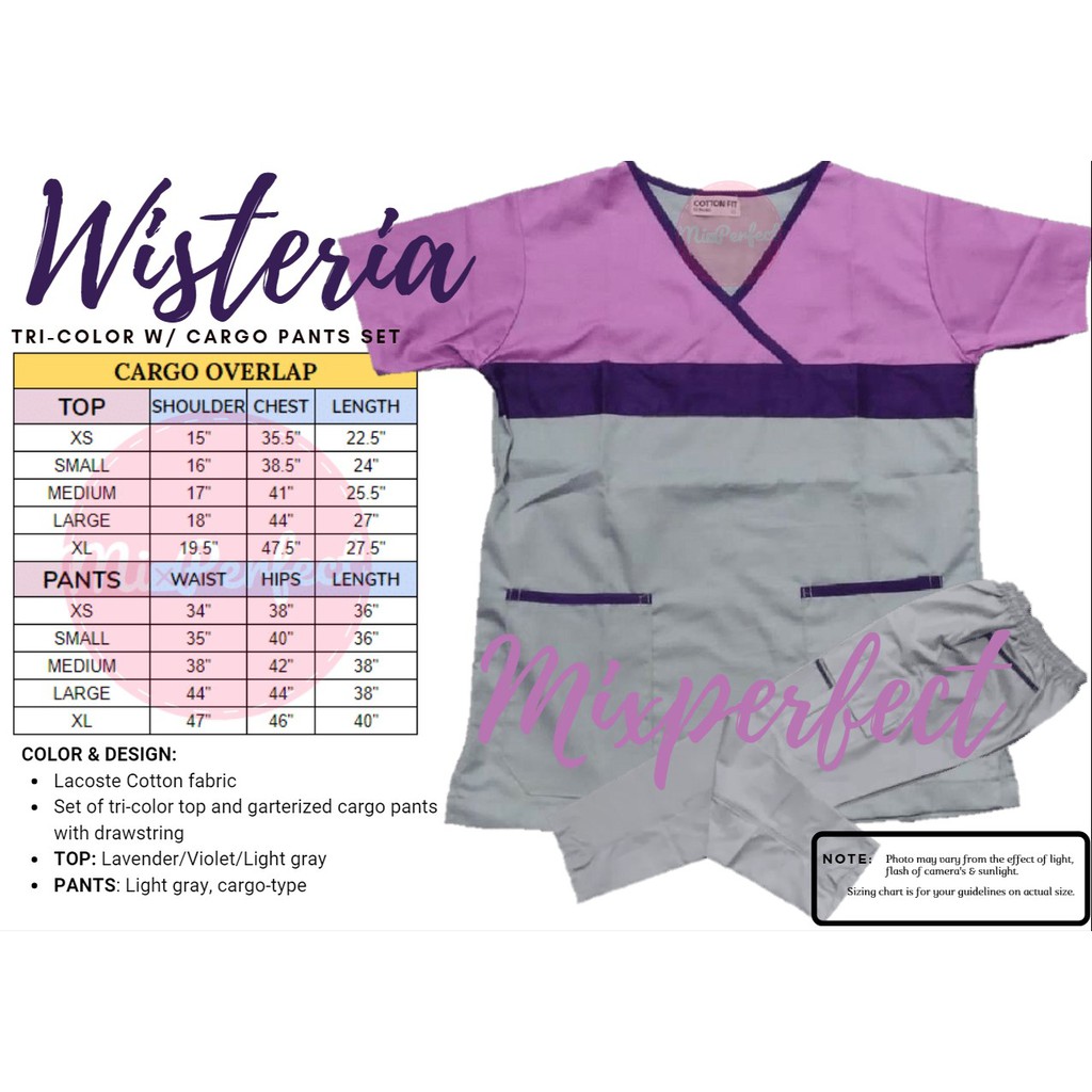 (MCC) WISTERIA TriColor Scrub Suit With Cargo Pants