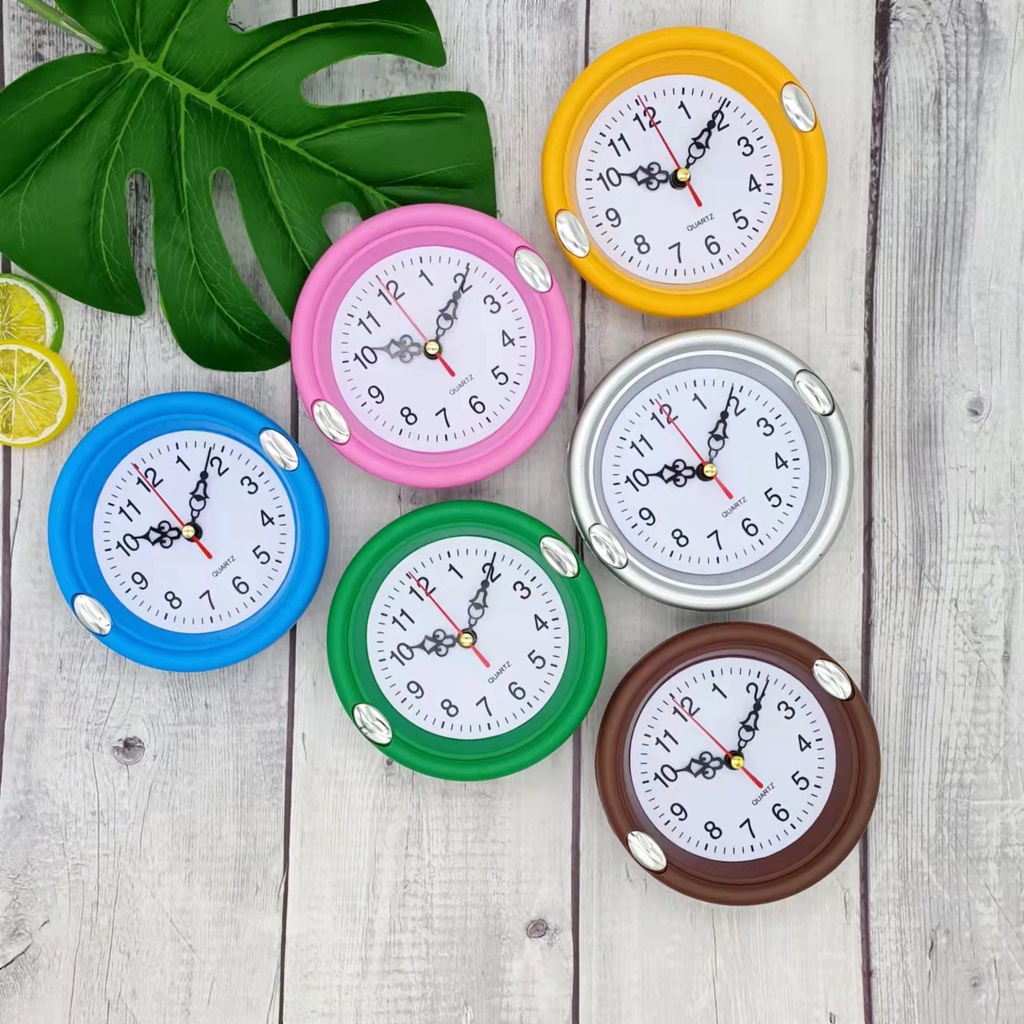 2A Small Colored Round Wall Clock with Stand / Desk Clock / Table Clock
