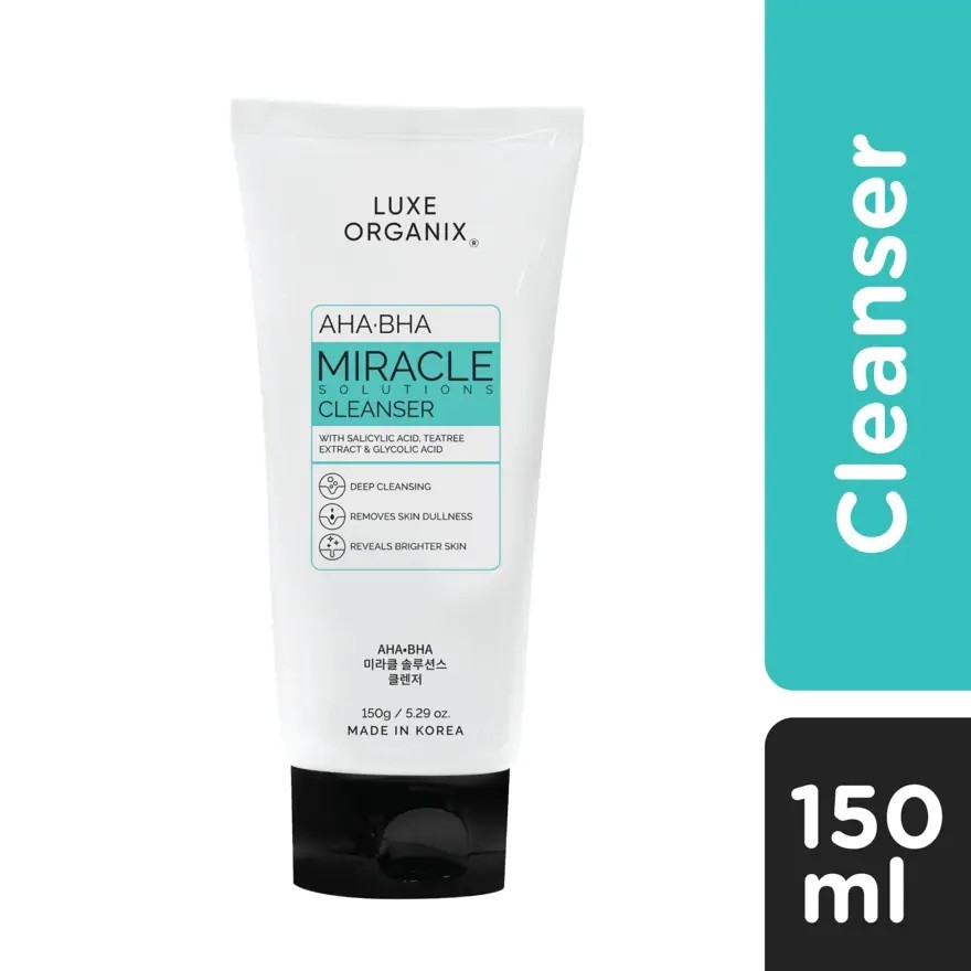 Luxe Organix Miracle Solutions AHA/BHA Gel Cleanser 150ml Shopee