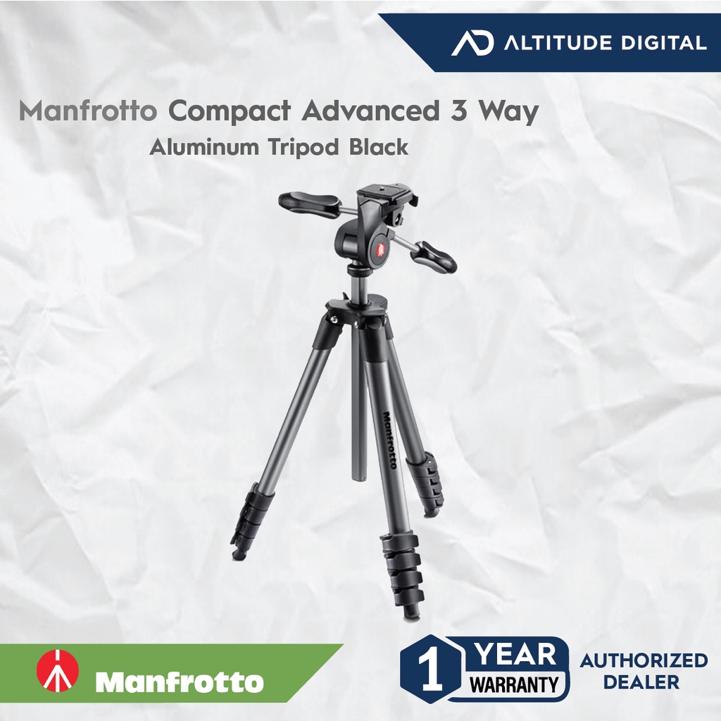 Manfrotto Compact Advanced 3 Way Aluminum Tripod (Black) Shopee Philippines
