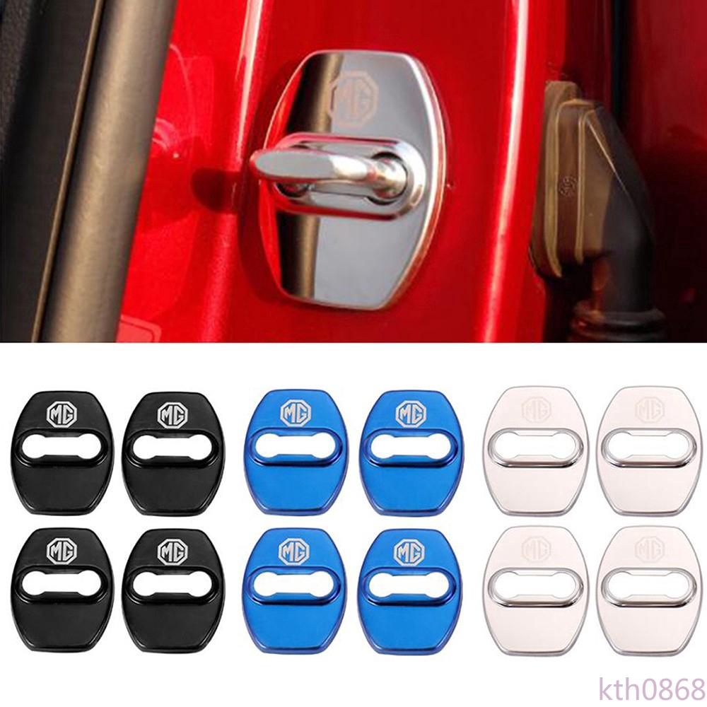 kth0868 4PCS Car Door Lock Cover Latch Case Stainless Steel Gate Lock