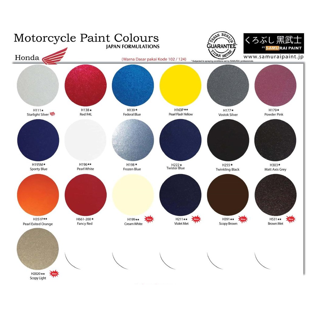SAMURAI Paint Color Chart Samurai Paint Philippines atelieryuwa.ciao.jp