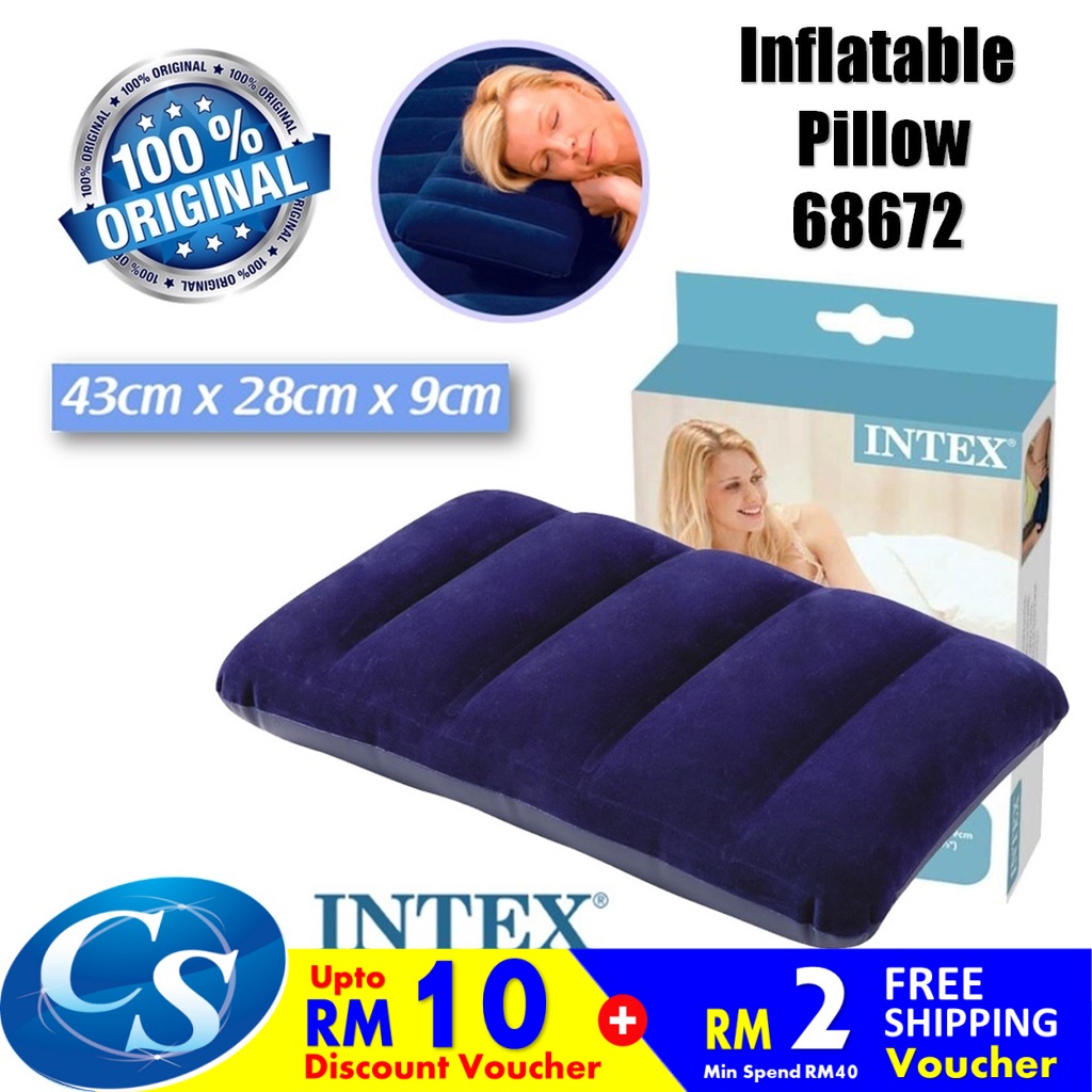 Intex Pillow 68672 Inflatable Foldable Travel Air Pillow For The Neck